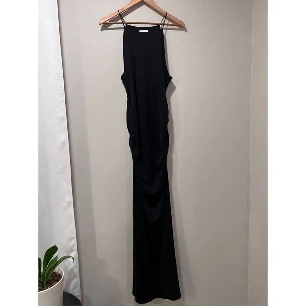 Acler Women's Black Stretch Ruched Sleeveless Maxi Dress Size 12 NWOT